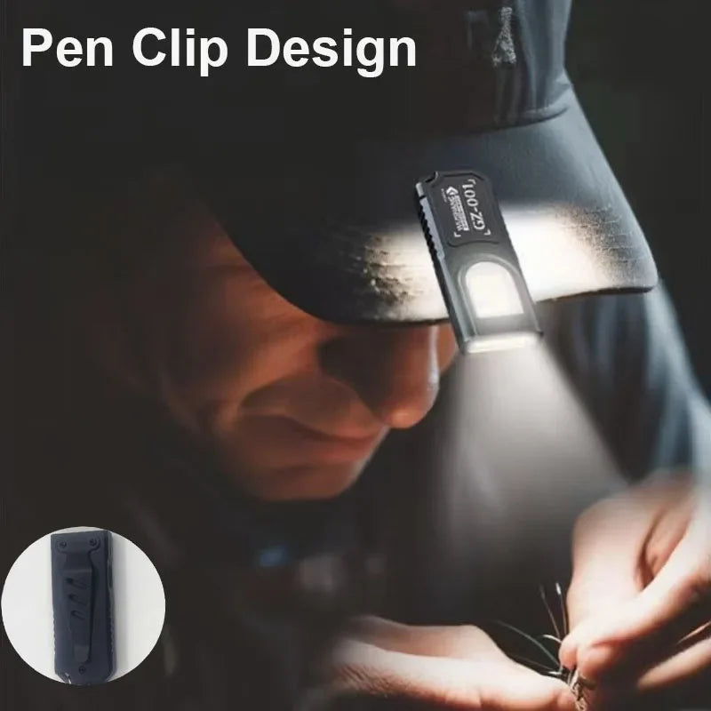 Mini COB LED Keychain Flashlight - USB C Rechargeable Waterproof Pocket Work Light for Camping, Walking & Outdoor Use