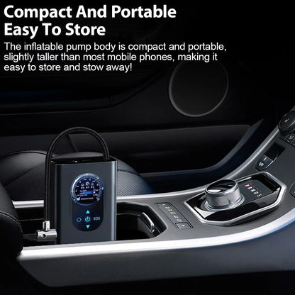 Rechargeable Air Pump – Portable Tire Inflator with Digital Display, Cordless Compressor for Car Tires, Bicycles, and Balls