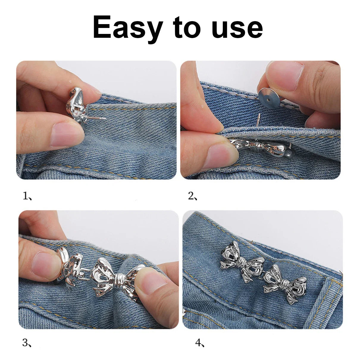 Adjustable Bowknot Button Adjuster: No-Sew Waist Tightener for Pants and Skirts - Convenient Jeans Waist Buckle