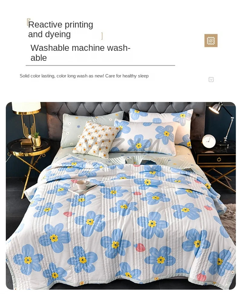 Quilted Spring Summer Quilt – Soft, Lightweight & Breathable Duvet for Queen Size, Comfortable & Washable