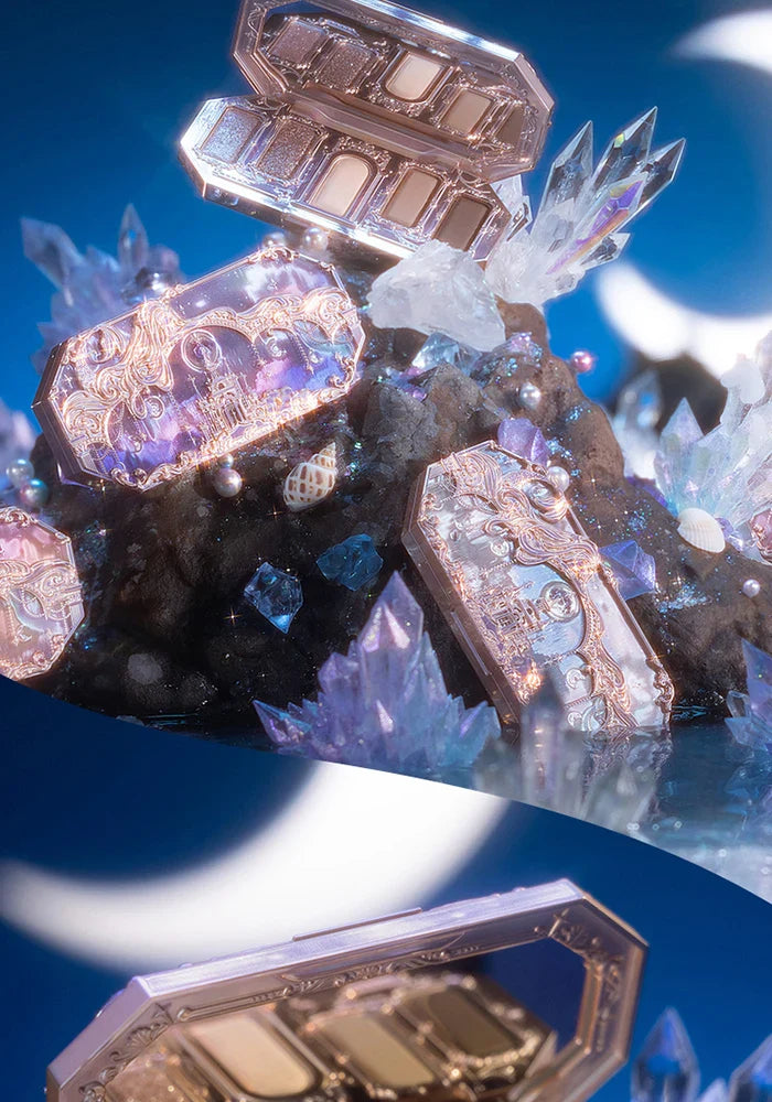 Flower Knows Moonlight Mermaid Eyeshadow Palette – 5-Color Matte, Shimmer & Glitter Waterproof Eye Shadow