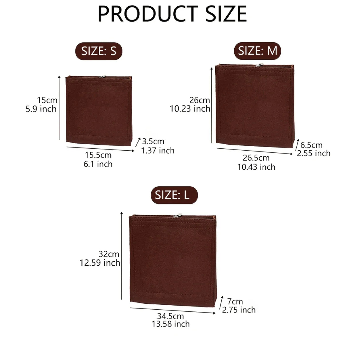 Vertical Tote Insert Organizer — Felt Liner with Pockets for Wallets, Cosmetics & Handbag Storage