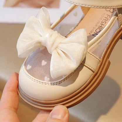 Children’s Princess Lace-Up Flats - Bow Detail Leather Shoes for Girls, Sizes 23–35, Spring & Autumn Wedding Footwear