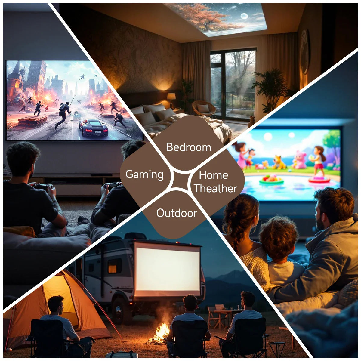 Magcubic Native 1080P 650ANSI 4K L018 Projector - 360° Auto Keystone Focus, Wifi6, BT5.2, Air Mouse, Portable Outdoor