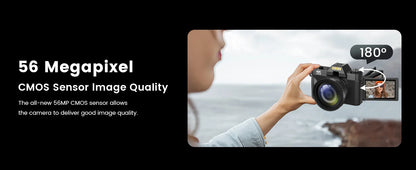 Compact 4K Digital Camera – 64MP WiFi Webcam, Retro Vlog Recorder with 3-Inch Flip Screen & Wide Angle Lens for YouTube