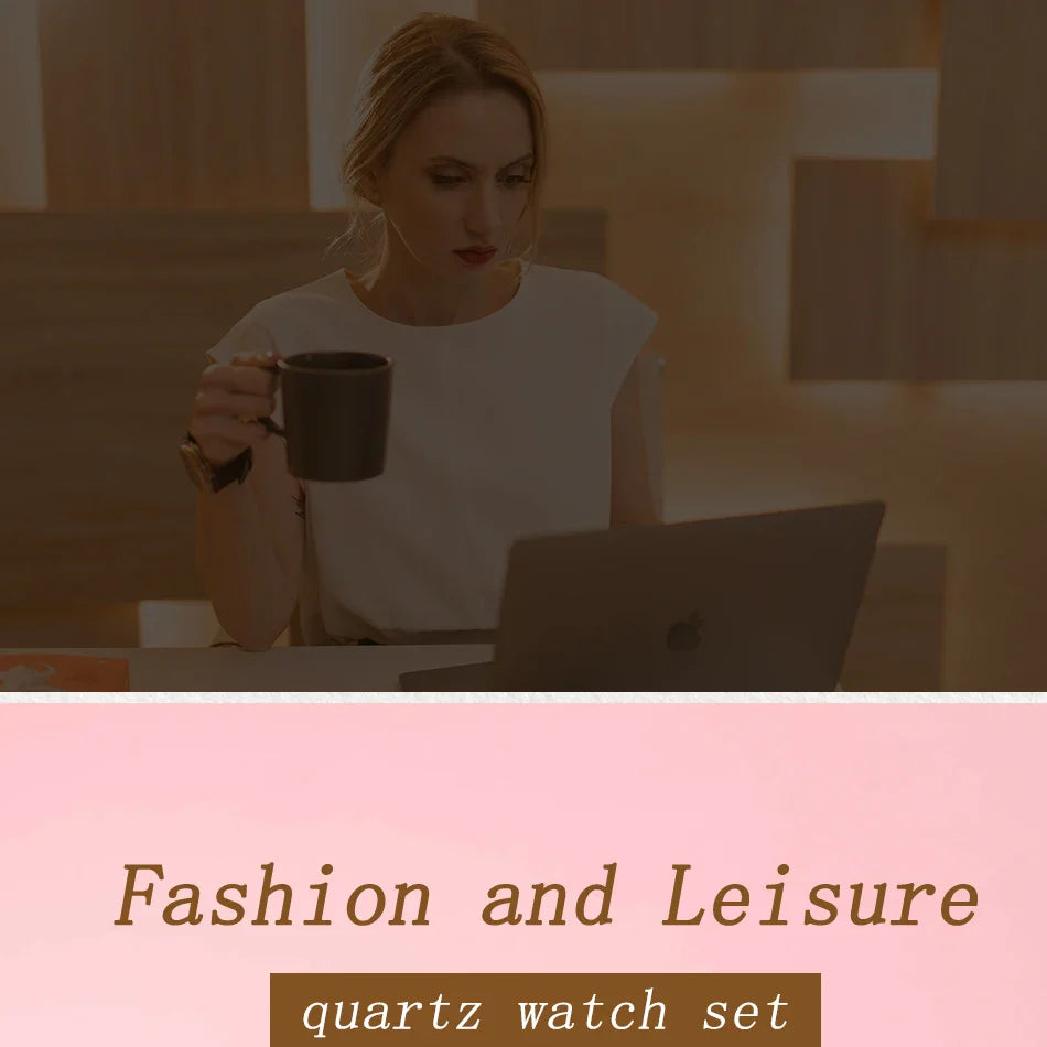 3PCS Women’s Casual Leather Watch Set – Quartz Wristwatch, Heart Bow Wallet, Glasses & Sunglasses Clock Montre Femme