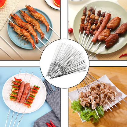 Stainless Steel Barbecue Skewers - 10/15Pcs Reusable BBQ Kebab Sticks for Outdoor Camping and Picnics - Cooking Tools