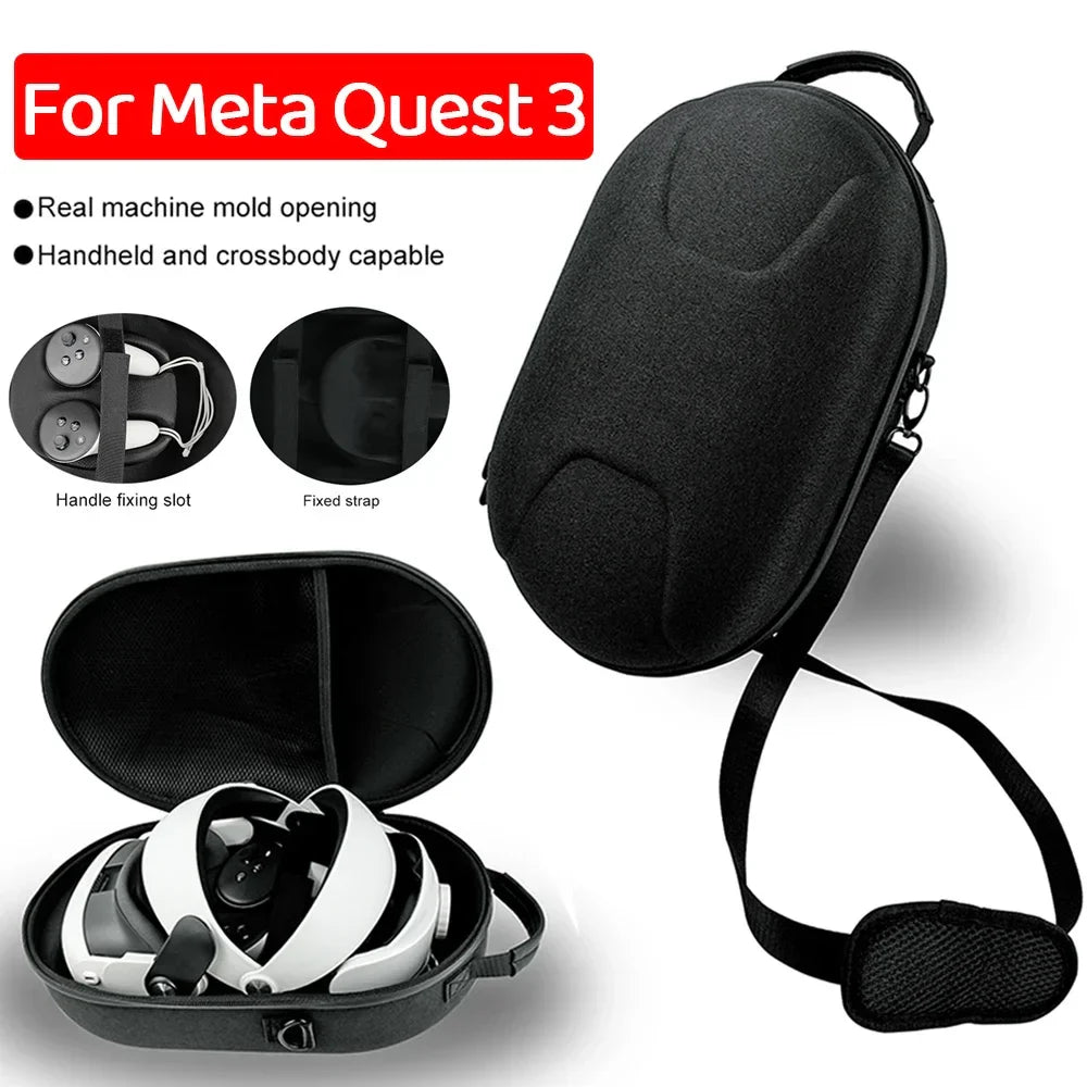 EVA Waterproof Portable Storage Bag for Meta Quest 3 – Shockproof, Anti-Scratch Crossbody with Adjustable Shoulder Strap
