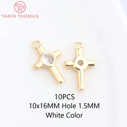 24K Champagne Gold Cross Charms - Small Brass DIY Jewelry Pendants & Craft Accessories