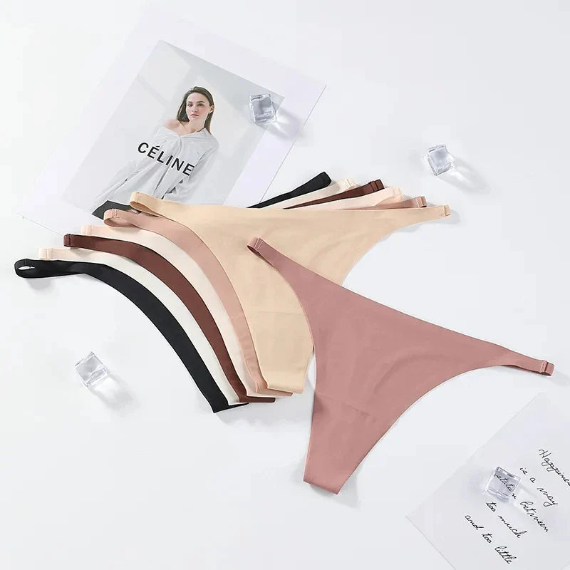 2024 Seamless Ice Silk Panties for Women – Soft, Thin Thongs, Satin Bikini String Underwear