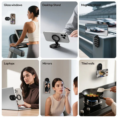 Ulanzi MA39 MagLock Suction Cup Phone Mount – Magnetic Desktop Stand for Smartphones, Glass, Windows, Mirrors & Laptops Accessories