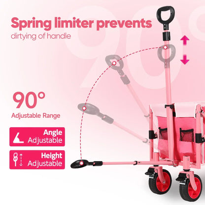 52" Folding Collapsible Wagon Cart — Heavy-Duty Lightweight Utility Cart with 330LB Capacity