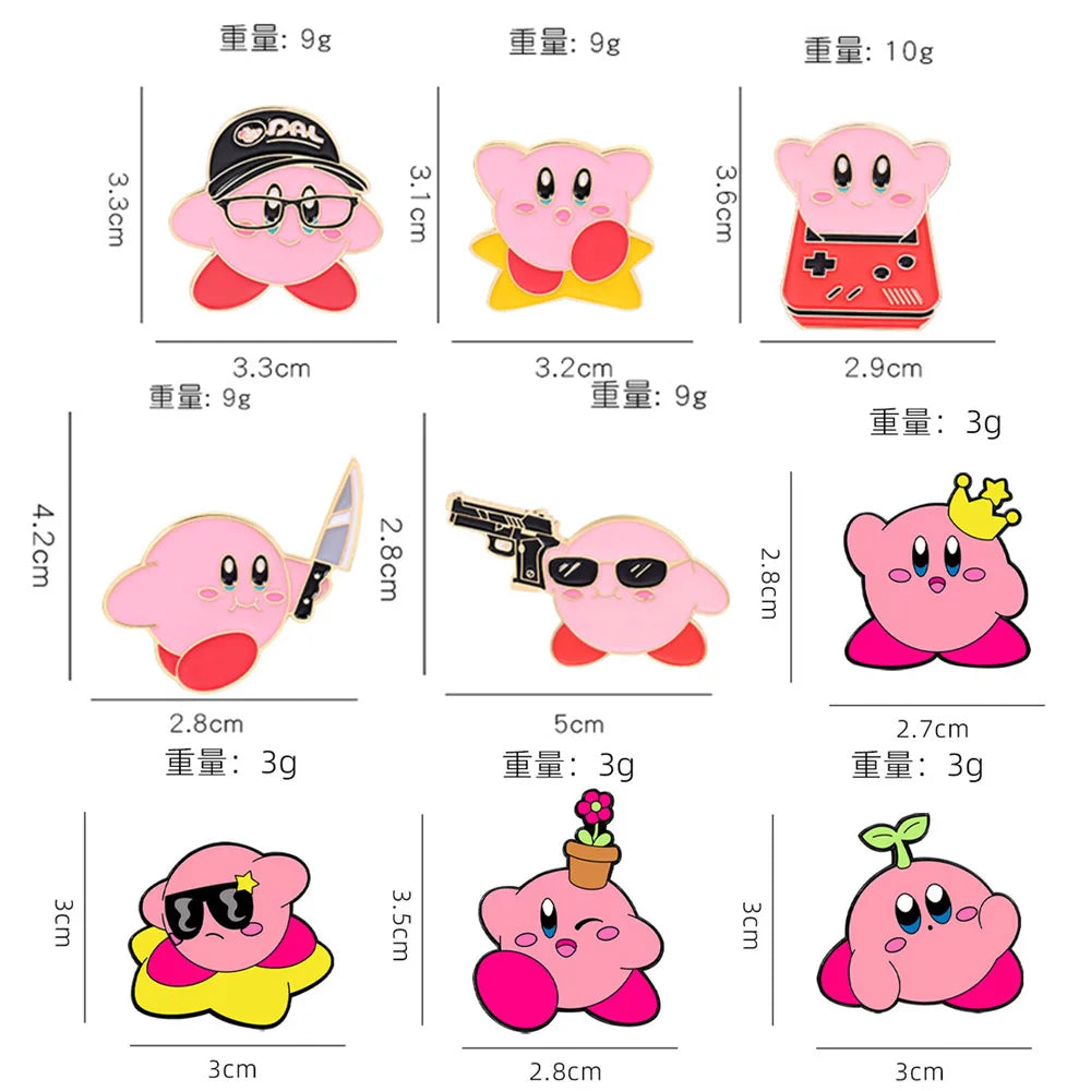 Kirby Pink Enamel Pins - Cute Anime Game Character Metal Brooch Badge Set for Friends & Collectors