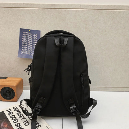 Large Capacity Black Backpack | Solid Color School & Travel Bag for High School & Middle School Students