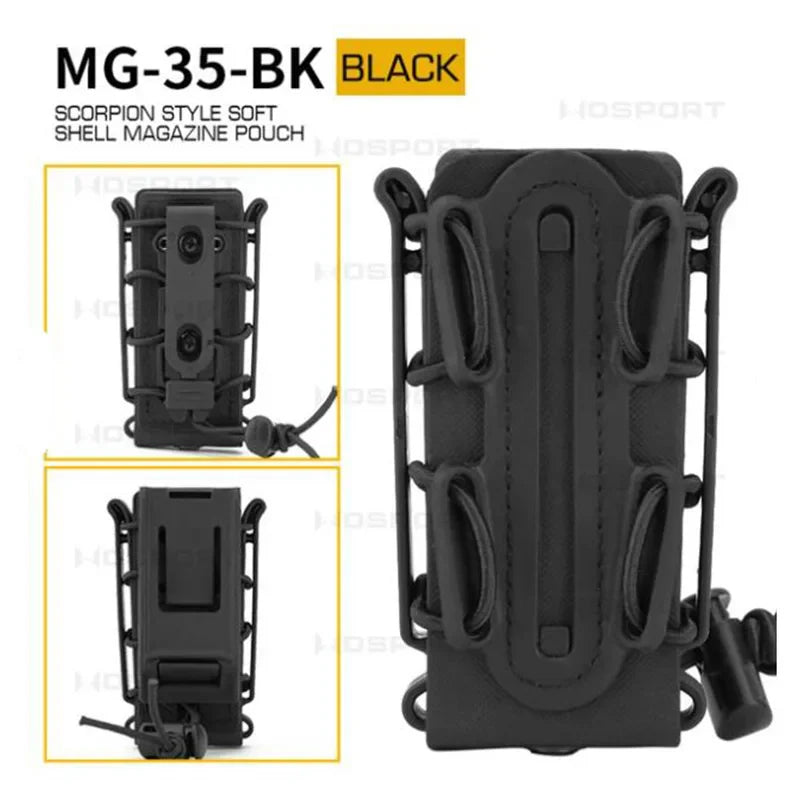 Tactical 9mm Single Magazine Pouch – MOLLE Clip, Quick Release FastMag Holder for P226, Glock 17/19, Beretta M9/PX4, Hunting Gear