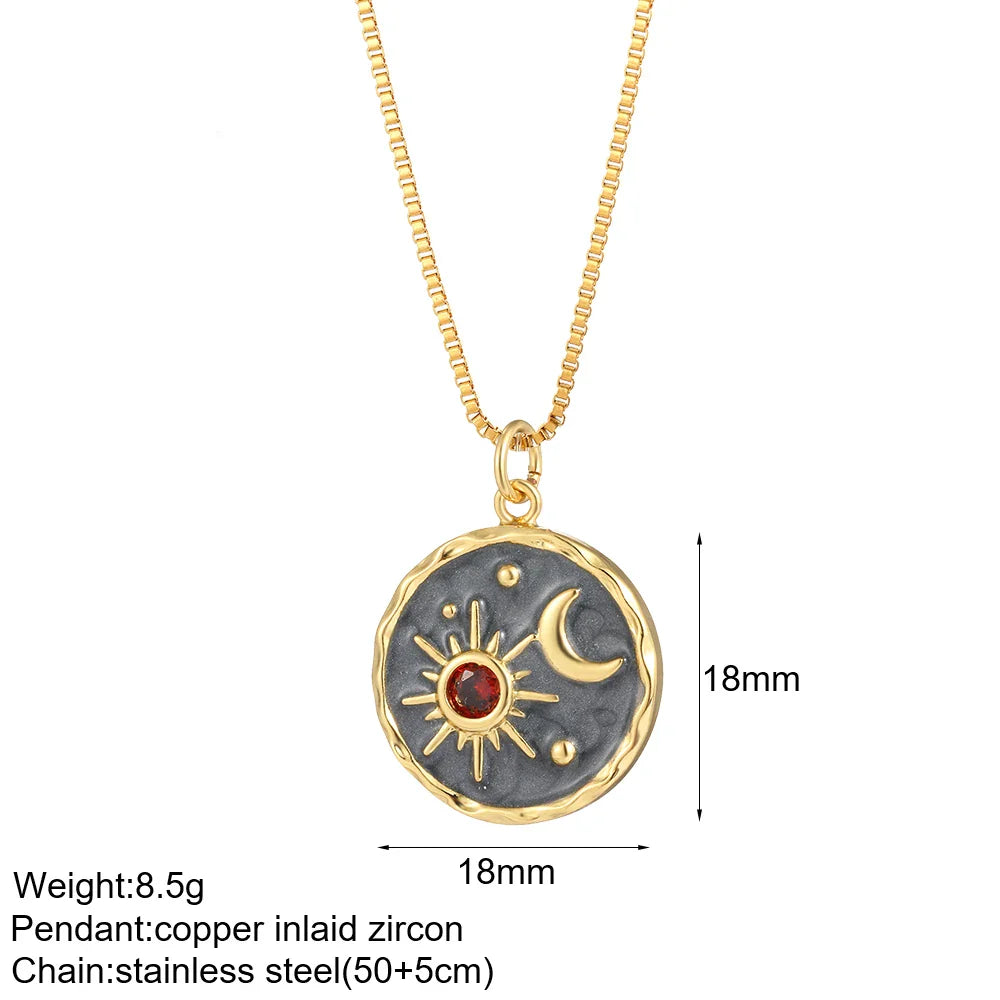Heart Evil Blue Eye Sun Necklace – Cute Dog, Bee & Elephant Gold Pendant with Long Stainless Steel Chain for Women