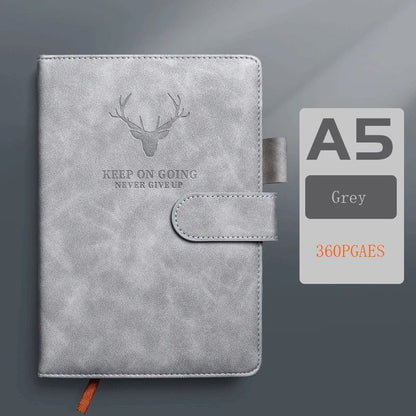 A5 Thickened Deer Head Notebook – Business PU Soft Leather Notepad with Horizontal Lines, School & Office Stationery Supplies