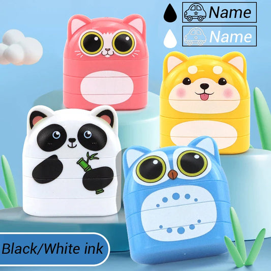 Custom Children’s Name Seal – Double-Layer Black & White Ink Stamp, Waterproof Name Sticker for School & Kindergarten