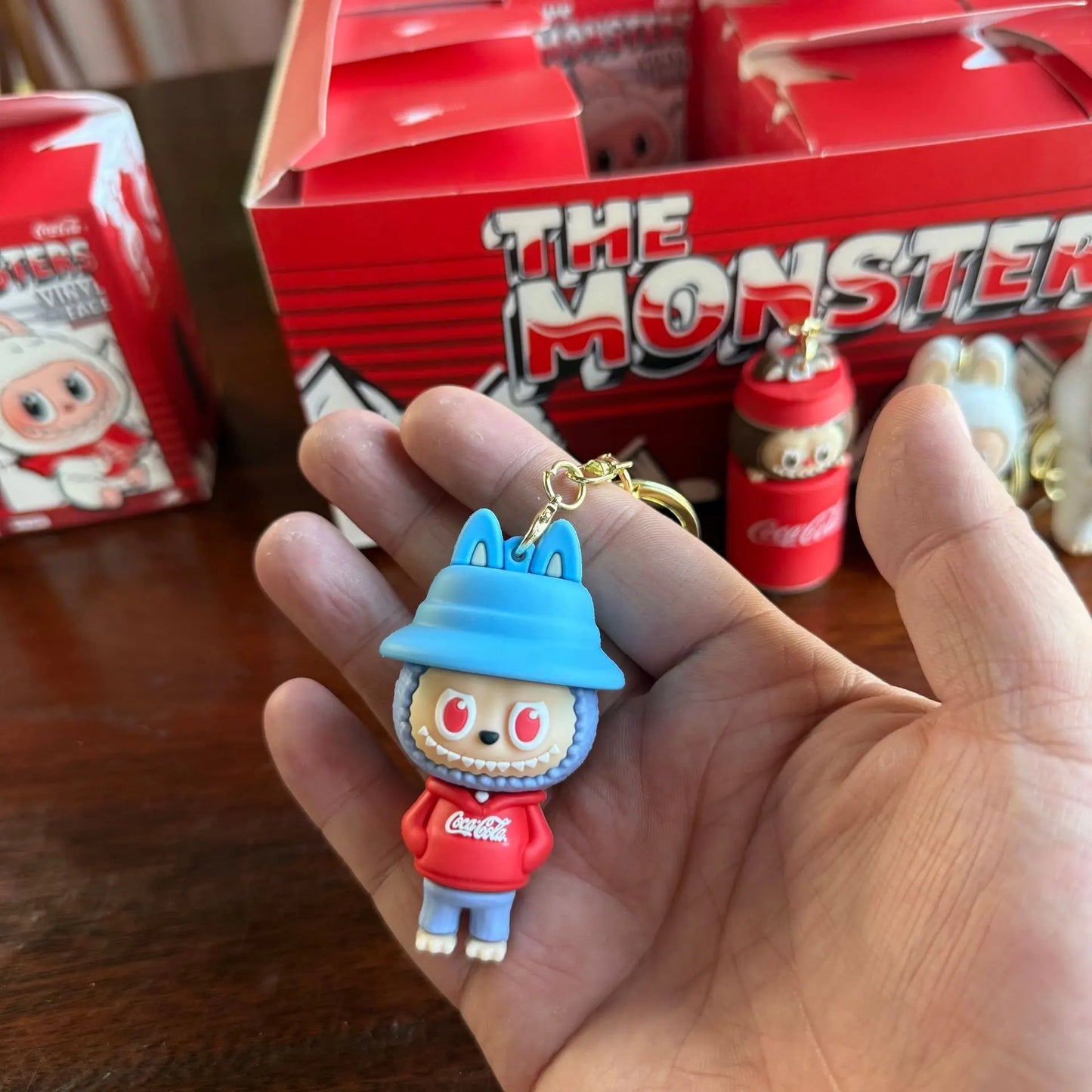 12pcs Labubu Monster Coca Cola Mini Doll Keychains — 4 Styles Action Figures for Kids