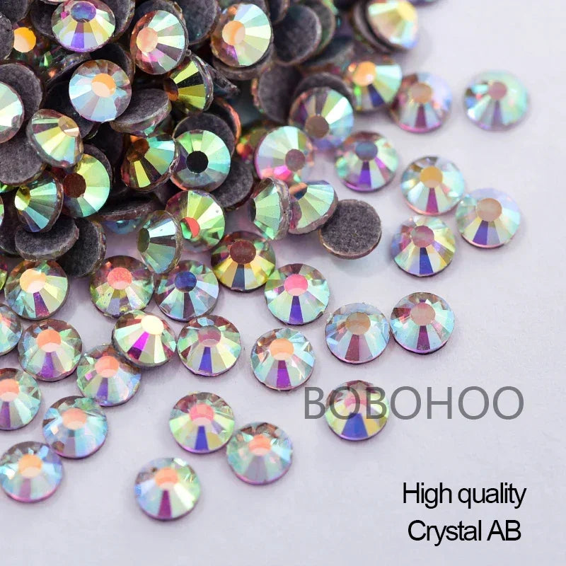 Bobohoo HotFix Crystal Rhinestones SS6-SS30 – Glitter Iron-On Strass Gems for Clothing, Dresses & DIY Crafts