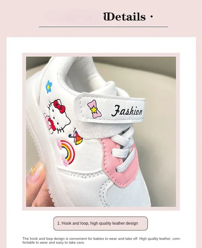 LED Kids Shoes for Girls — Cute Hello Kitty Cartoon Canvas Sneakers, Soft-Bottom Casual Shoes, Baby Girl Kawaii Footwear