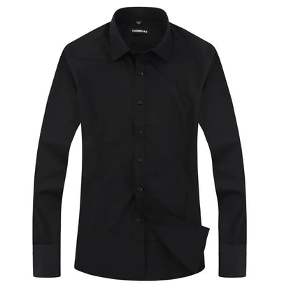 Men’s French Cuff Dress Shirt - Slim Fit Solid Color Long Sleeve Formal Business Shirt
