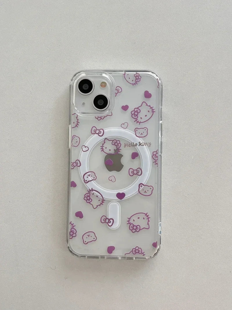 Hello Kitty MagSafe Wallet Case for iPhone 12–16 Pro Max – Cute Sanrio Magnetic Holder with Wireless Charging & Hard Cover