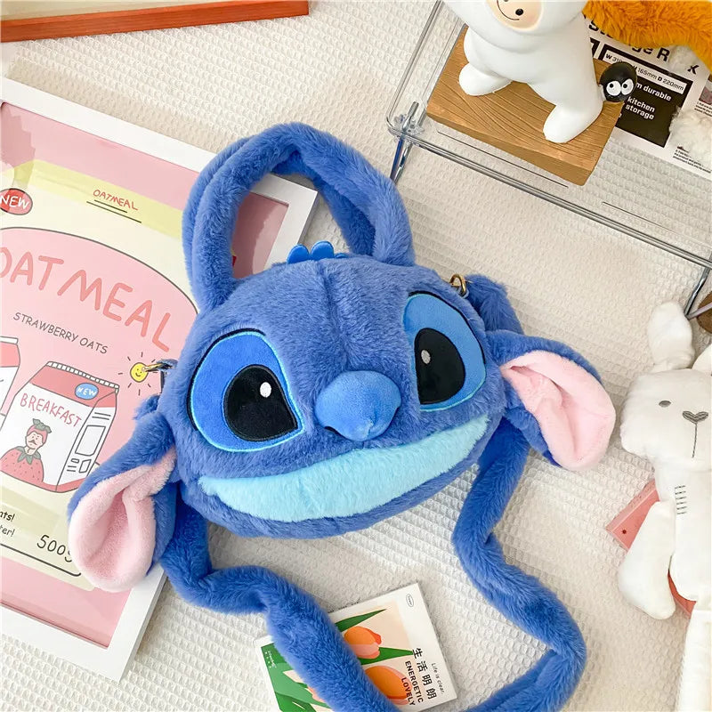 Disney Lilo & Stitch Plush Messenger Bag – Kawaii Anime Handbag for Girls, Stuffed Cartoon Plushie Soft Bag for Kids