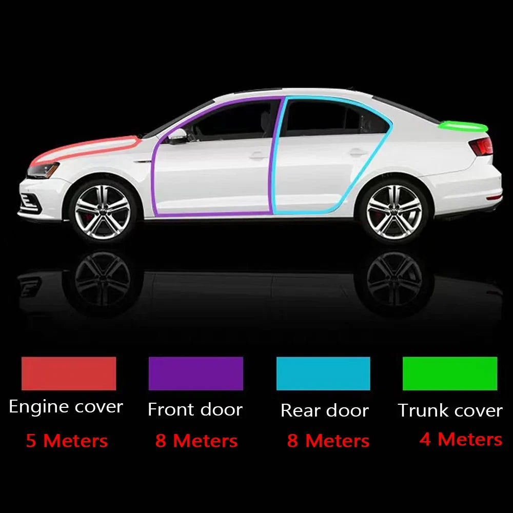 B Shape Car Door Seal Strip - Rubber Weatherstrip Soundproof Insulation Sticker for Auto Door Sealing & Vehicle Accessories