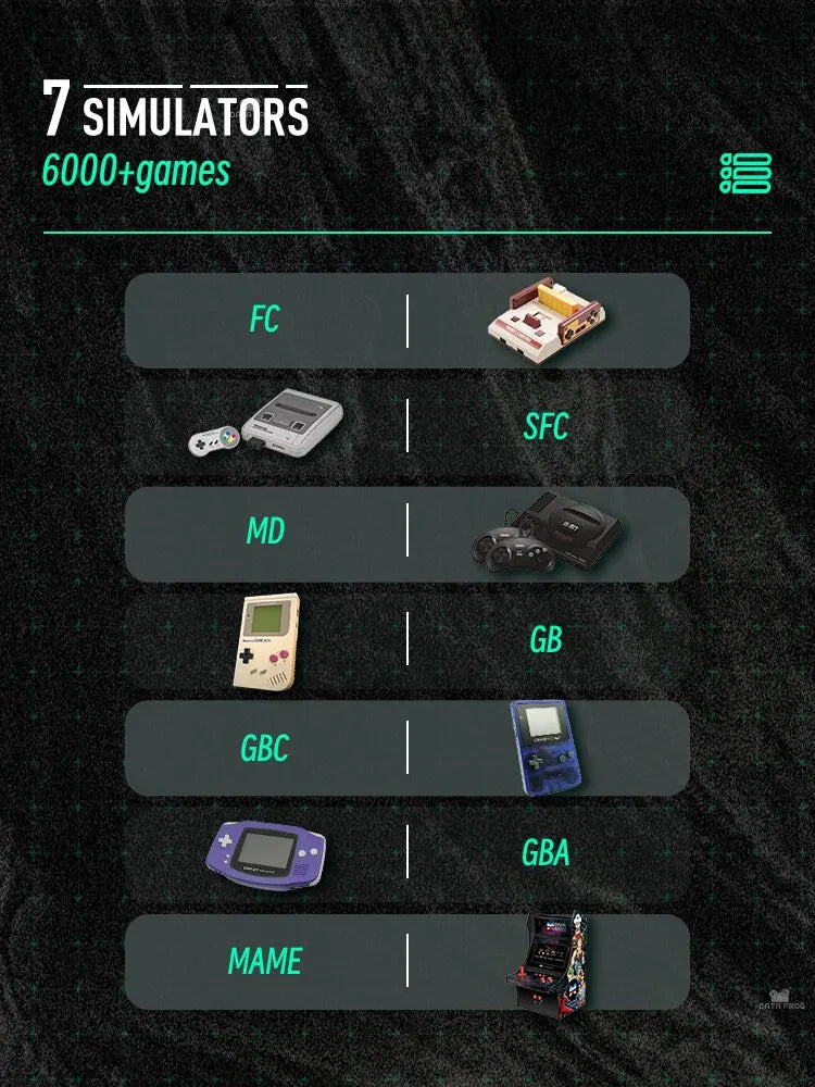 DATA FROG SF2000 Portable Handheld Game Console - 3 Inch IPS Screen - Built-in 6000 Retro Video Games - Fun for Kids