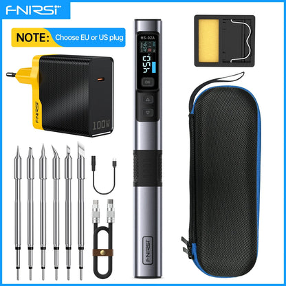 FNIRSI HS-02 Adjustable Temperature Soldering Iron – 20V 100–450℃ 100W Portable Welding & Repair Rework Station Tool