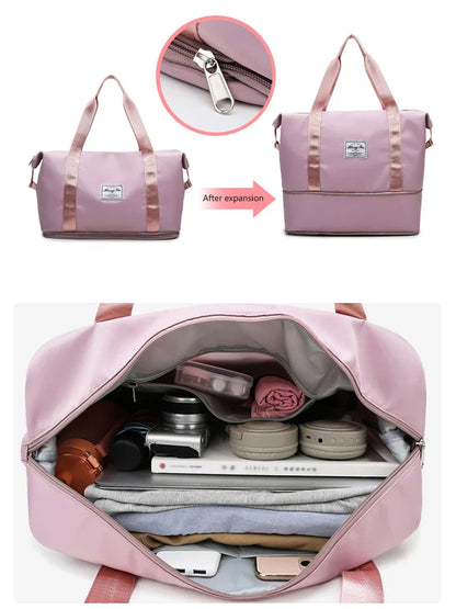 UNIXINU Carry-On Travel Duffle Bag: Waterproof Nylon Sports Gym Tote for Women - Large Capacity Storage Luggage Handbag