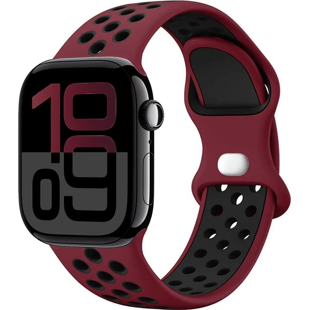 Silicone Apple Watch Strap - Breathable Wristband for Watch 11/10/9/8/7 Ultra 3/2 SE Series 49mm-41mm