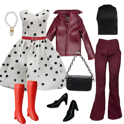 Deluxe Doll Clothes Set – Black & Red Tea Time Fashion Outfit for 11.5” Dolls