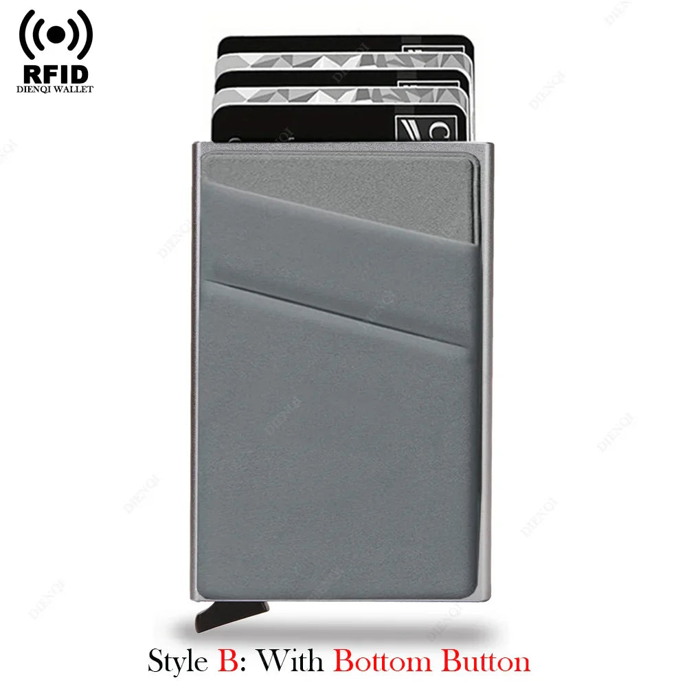 Anti-Theft RFID Aluminum Card Holder – Minimalist Smart Wallet Metal Case for Card Protection