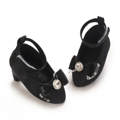 Newborn Baby Girl Princess Heels - Bow Party Crib Shoes for 0–5 Months