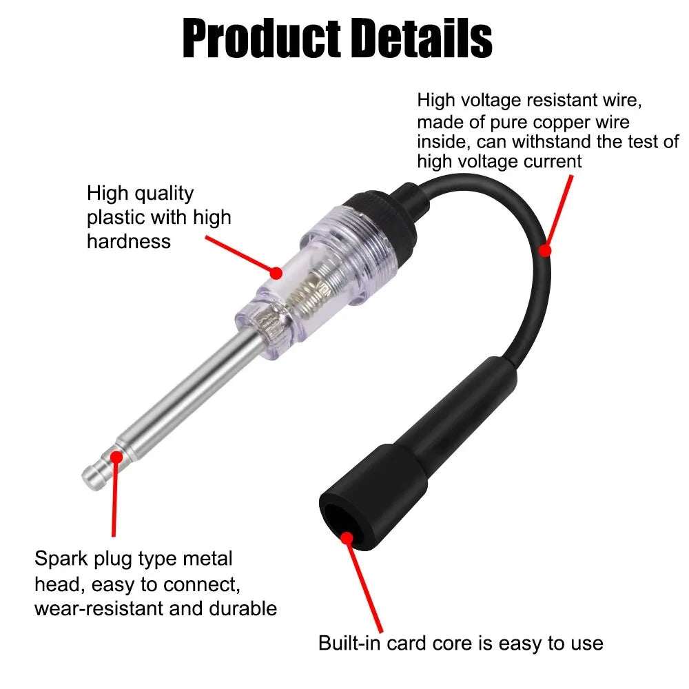 Car Spark Plug Tester - Ignition System Coil Engine Diagnostic Test Tool, In-Line Autos Ignition Spark Tester Wire