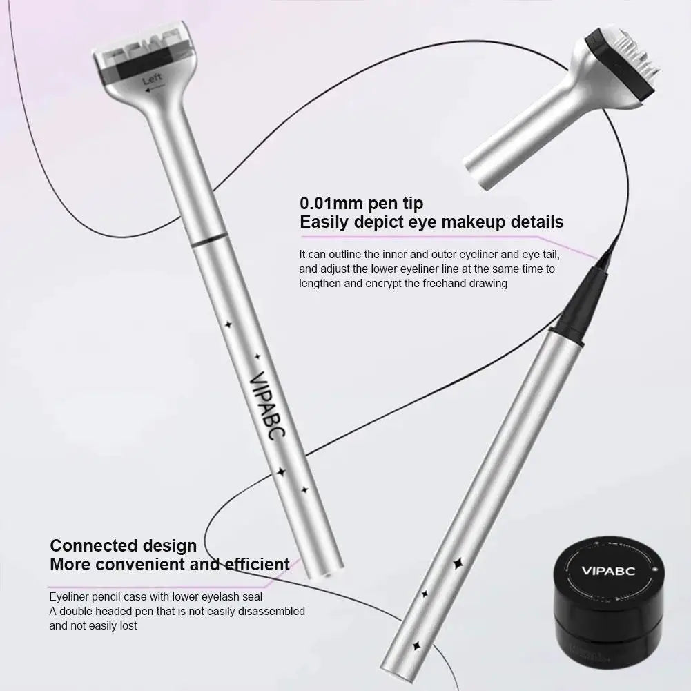 Dezone Lower Eyelashes Stamp Pen - Black/Brown Waterproof, Sweatproof 3 in 1 Korean Makeup for Natural-Looking Eyelashes