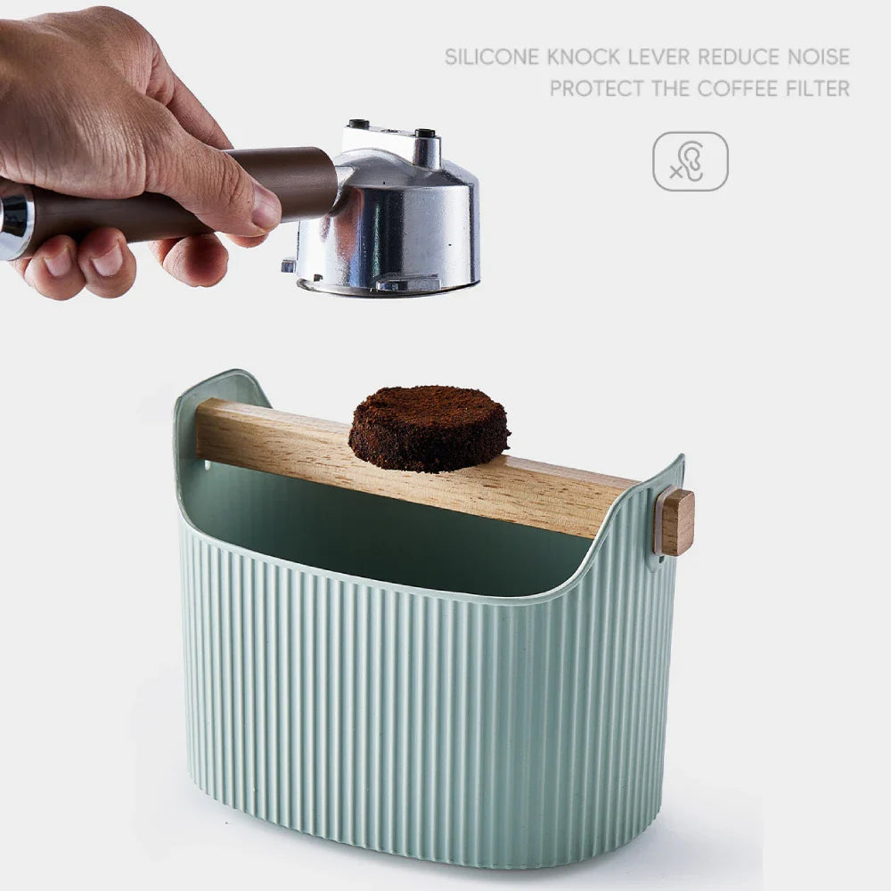 Detachable Grind Dump Bin with Knock Bar – Shock Absorbent Coffee Ground Waste Bin for Bar & Kitchen Espresso Tools