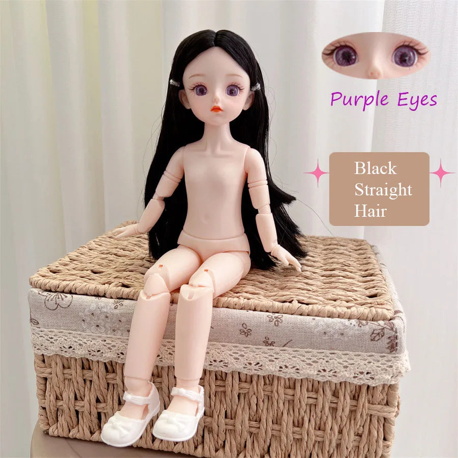 BJD 30cm Nude Doll – 1/6 Haploid Figure with Removable Joints & 3D Colorful Eyes, Birthday Gift for Girls