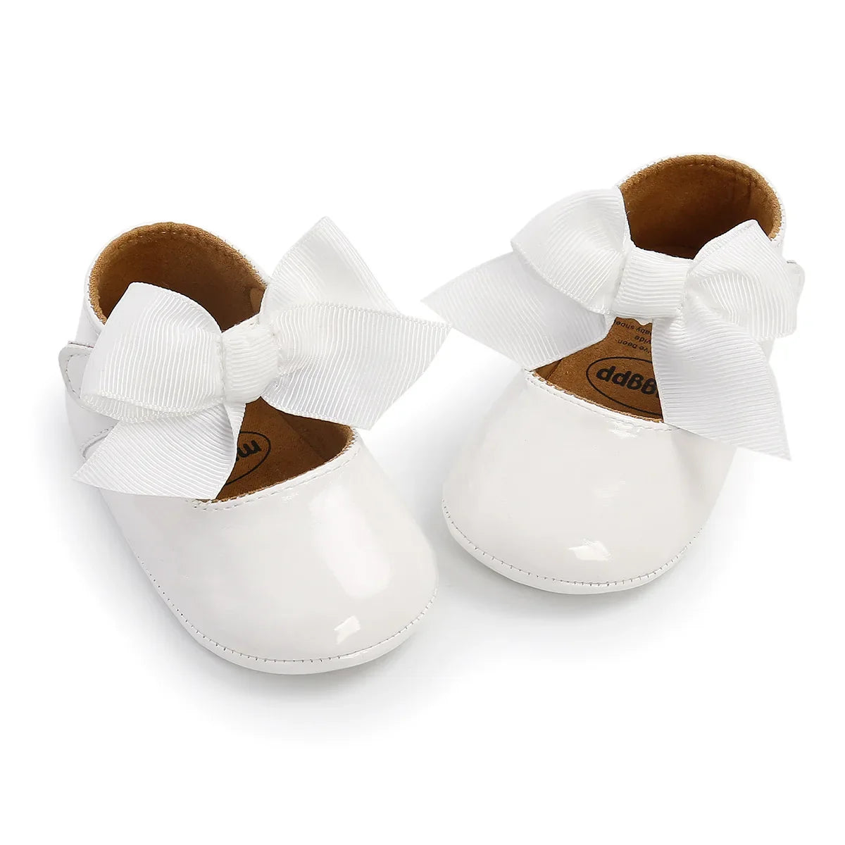 Meckior Baby Girl Shoes – Bowknot PU Ballet Slippers with Rubber Anti-Slip Sole, First Walker Toddler Crib Dress Shoes