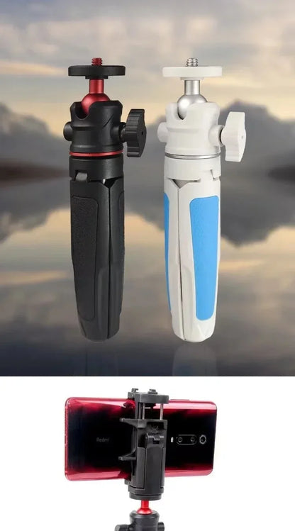 MT-08 Mini Extendable Desktop Tripod – Handheld Photography Stand with Flexible Ballhead & 1/4" Screw Mount for Selfies