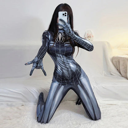 Spider-Man Superhero Cosplay Bodysuit – Avengers Venom Spandex Costume with Corset for Women and Girls