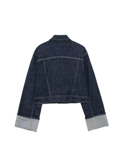 Willshela Women’s Denim Jacket – Vintage Single-Breasted, Lapel Neck, Long Sleeves, Chic with Pockets