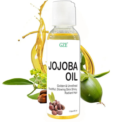 GZE Organic Jojoba Oil — Pure Moisturizing Cold-Pressed Oil for Face, Hair, Skin & Nails, Hexane-Free Carrier Oil