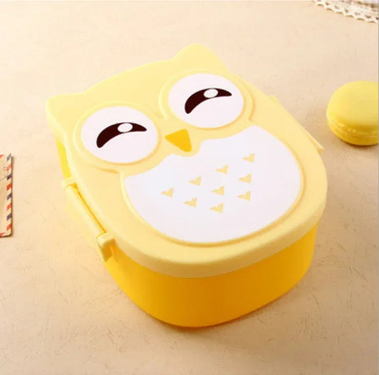 Portable Plastic Children’s Bento Box – Lunch Box Food Container with Carton Design, Dinnerware & Cutlery Set