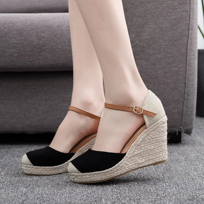 Women’s Summer Platform Sandals – High Heel Wedges with Casual Ankle Strap, Comfortable Zapatos de Mujer