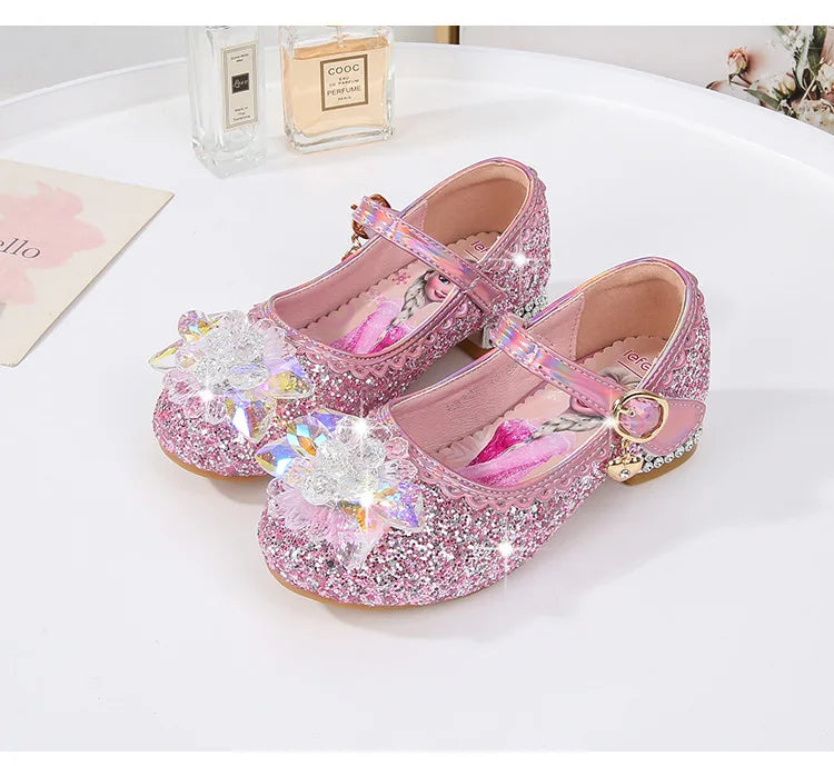 2024 Spring Girls' Crystal Princess Elsa Shoes - Ice and Snow Romance Fashion Sandals for Kids