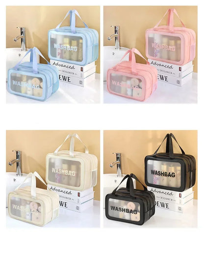 2025 Portable Travel Bag – Dual Transparent Dry & Wet Separation PU Cosmetic Pouch for Fitness and Swimming Essentials