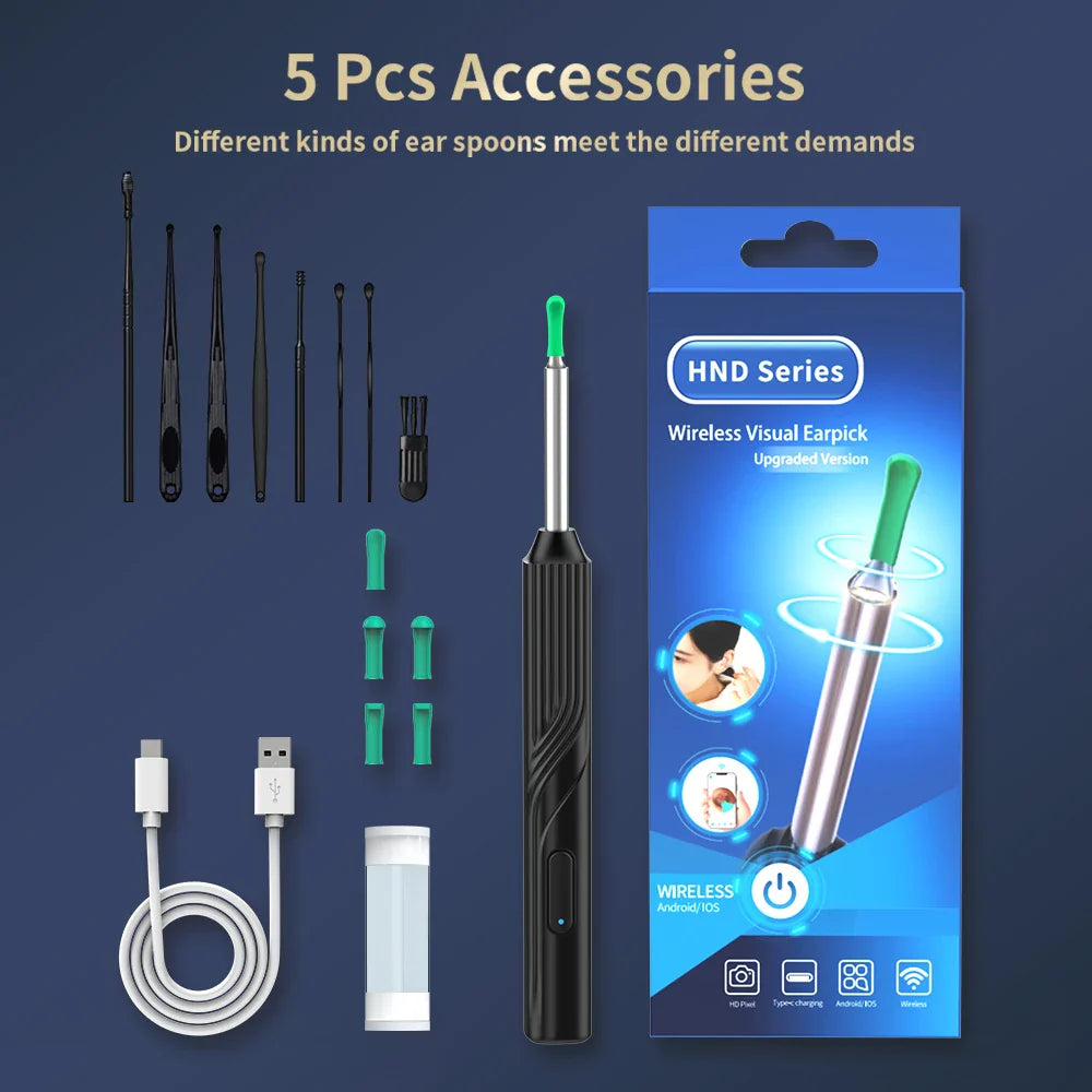 Earwax Remover Cleaning Tool – Ear Endoscope with Mini Camera, USB-C Charging Earpick Health Care Set for iPhone & Android, Best Gift